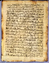 Facsimile kopie van de Edwin Smith medische papyrus, origineel daterend uit c.1600-1500 v.Chr.
